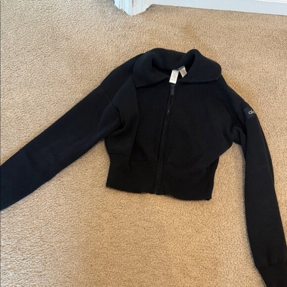 Alo Scholar Knit Cropped Full Zip Jacket - Picture 2 of 6